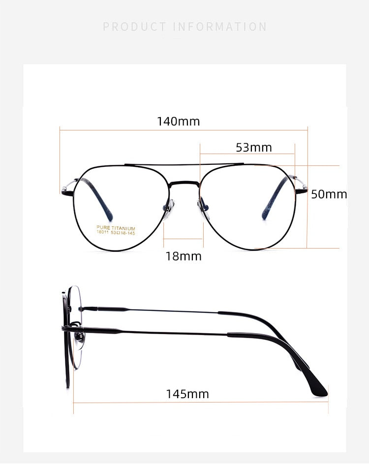 CCspace Unisex Full Rim Oval Double Bridge Big Titanium Eyeglasses 55642 Full Rim CCspace