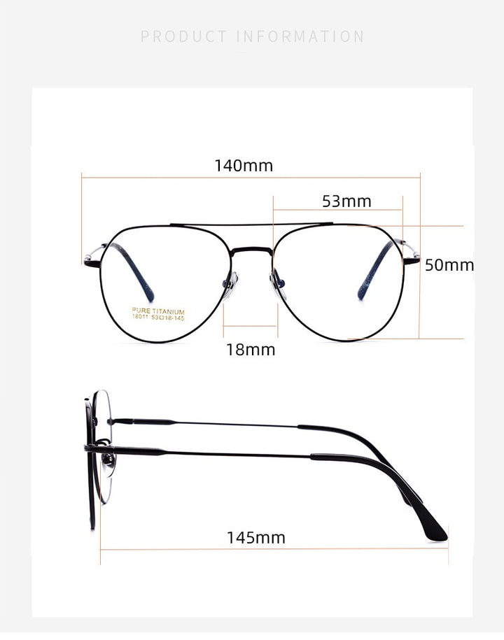 CCspace Unisex Full Rim Oval Double Bridge Big Titanium Eyeglasses 55642 Full Rim CCspace