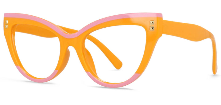 CCspace Women's Full Rim Big Cat Eye Acetate Eyeglasses S55337 Full Rim CCspace China OrangerC5