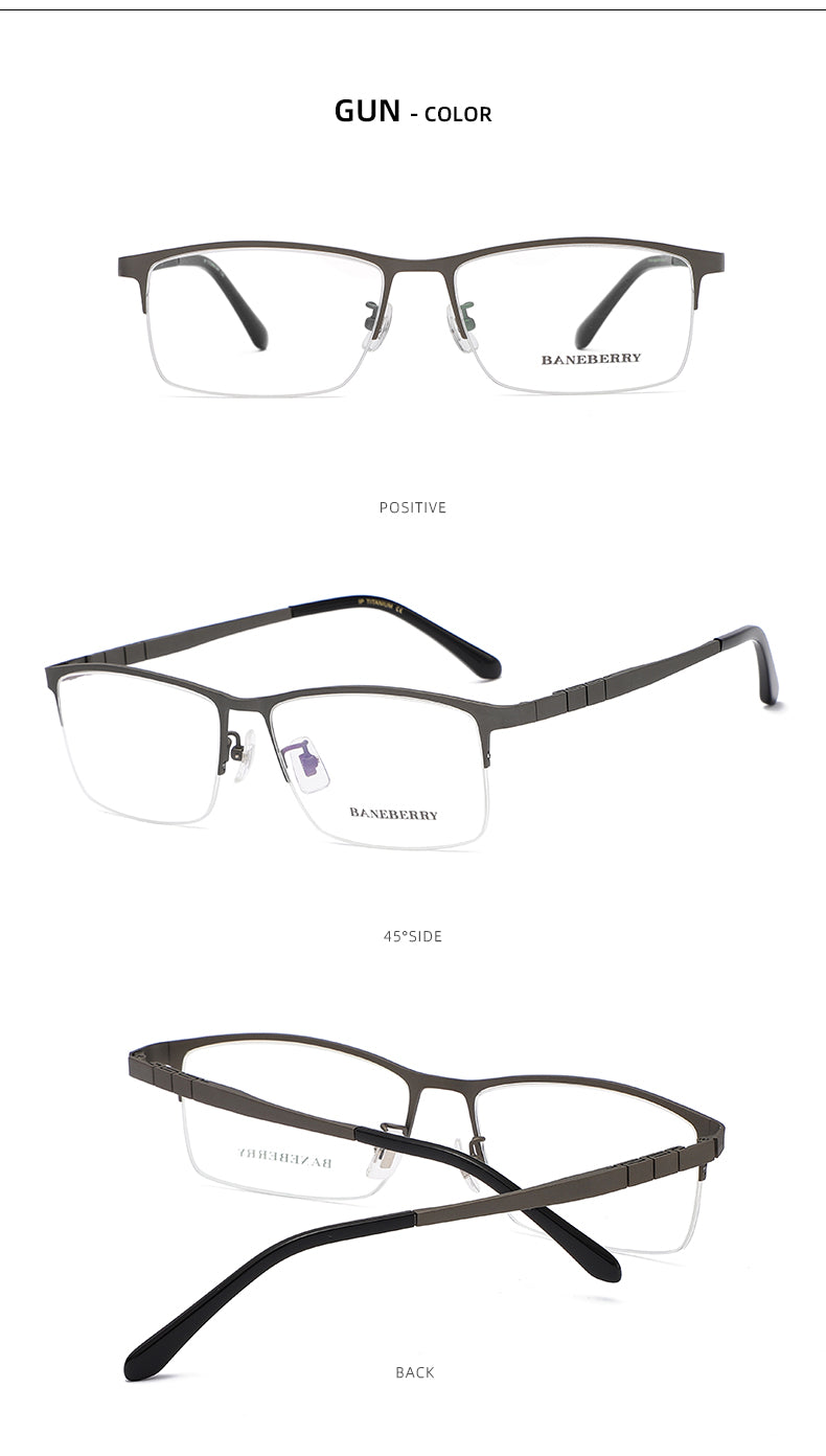 Reven Jate Unisex Semi Rim Rectangle Titanium Frame Eyeglasses 71111 Semi Rim Reven Jate