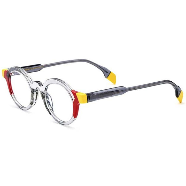 CCspace Unisex Full Rim Round Acetate Eyeglasses 53153 Full Rim CCspace Clear gray China