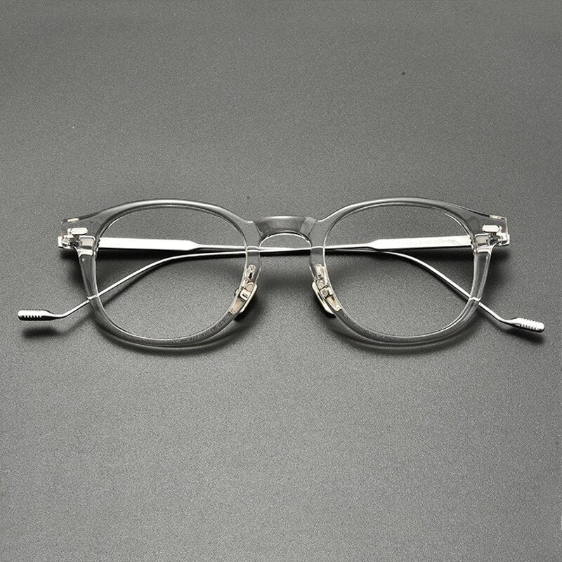 Gatenac Unisex Full Rim Square Round Titanium Acetate Eyeglasses Gxyj855 Full Rim Gatenac Gray