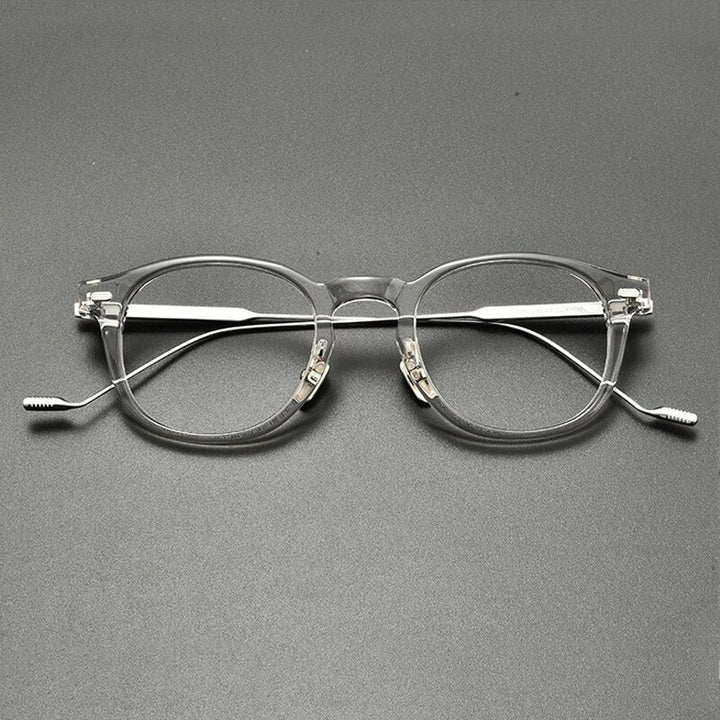 Gatenac Unisex Full Rim Square Round Titanium Acetate Eyeglasses Gxyj855 Full Rim Gatenac Gray