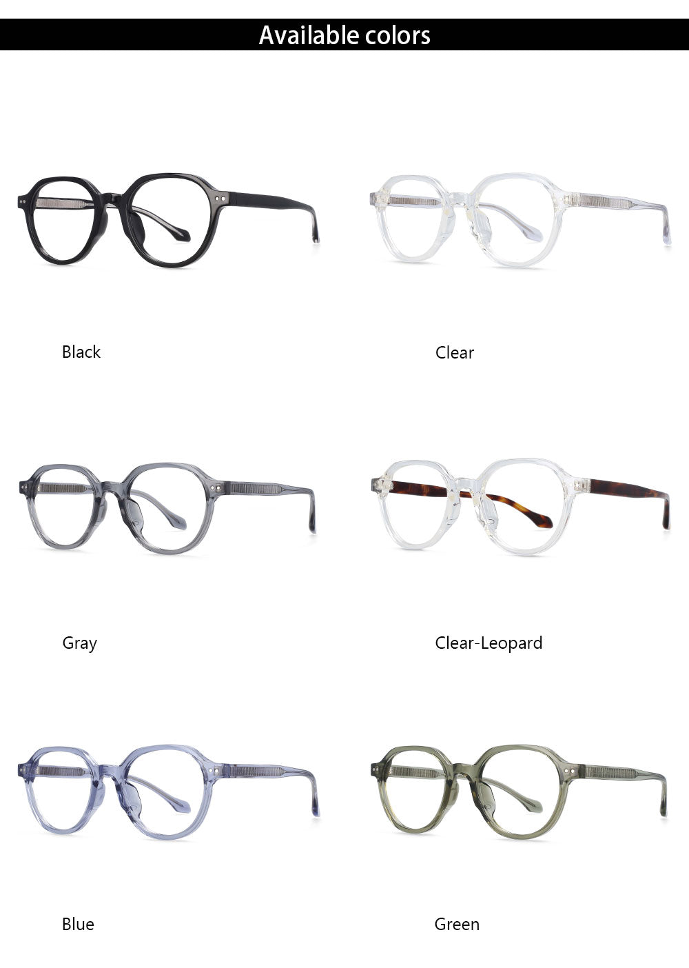 CCspace Women's Full Rim Round Acetate Titanium Frame Eyeglasses 54255 Full Rim CCspace