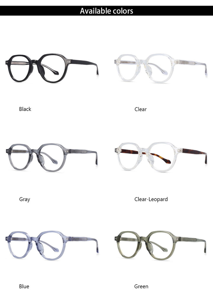 CCspace Women's Full Rim Round Acetate Titanium Frame Eyeglasses 54255 Full Rim CCspace