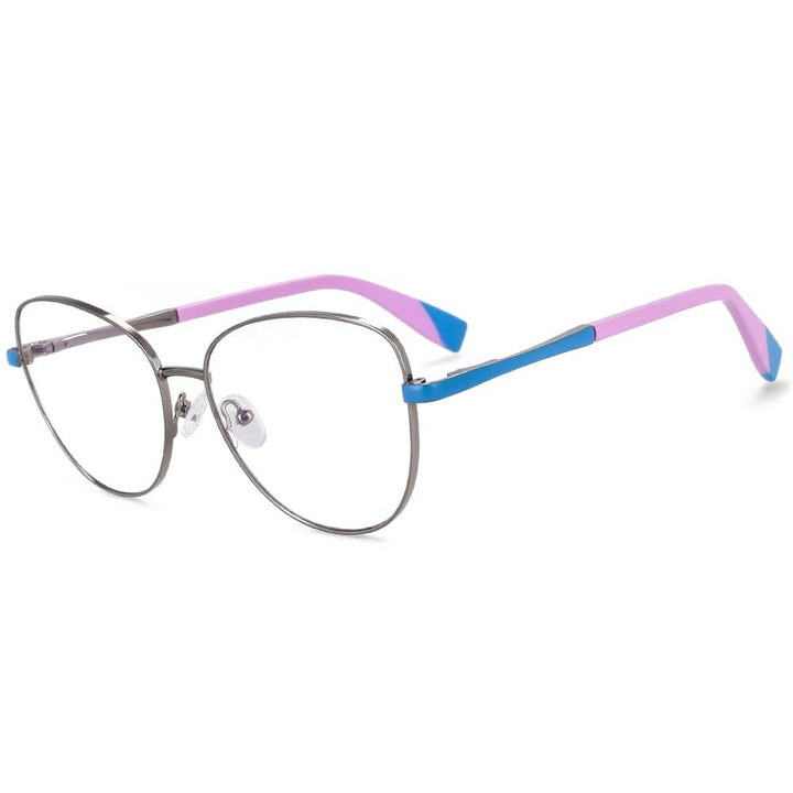 CCspace Unisex Full Rim Square Cat Eye Alloy Frame Eyeglasse 54262 Full Rim CCspace 54262 Blue-pink