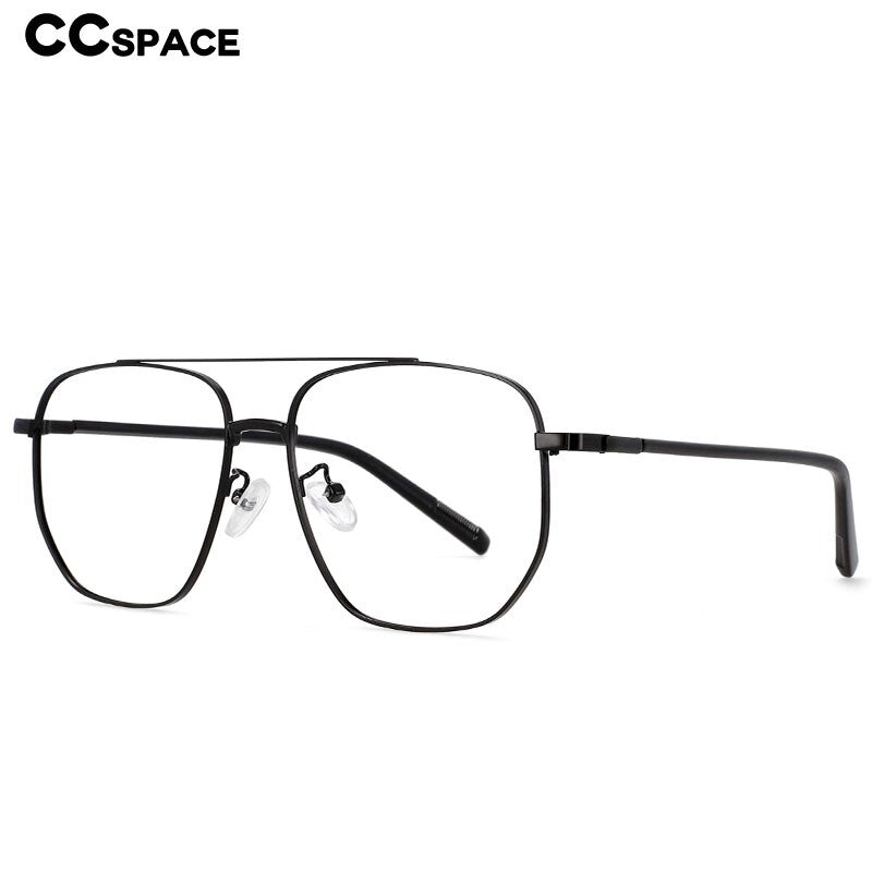 CCspace Unisex Full Rim Oversized Double Bridge Square Alloy Frame Eyeglasses 54596 Full Rim CCspace