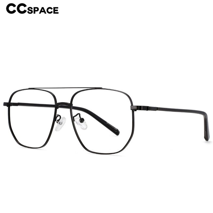 CCspace Unisex Full Rim Oversized Double Bridge Square Alloy Frame Eyeglasses 54596 Full Rim CCspace