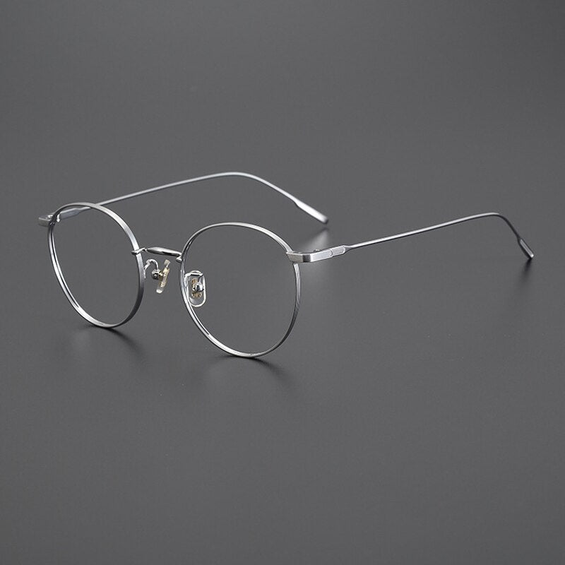 Gatenac Unisex Full Rim Round Titanium Eyeglasses Gxyj1011 Full Rim Gatenac Silver