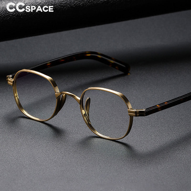 CCspace Unisex Full Rim Irregular Round Acetate Titanium Eyeglasses 53314 Full Rim CCspace