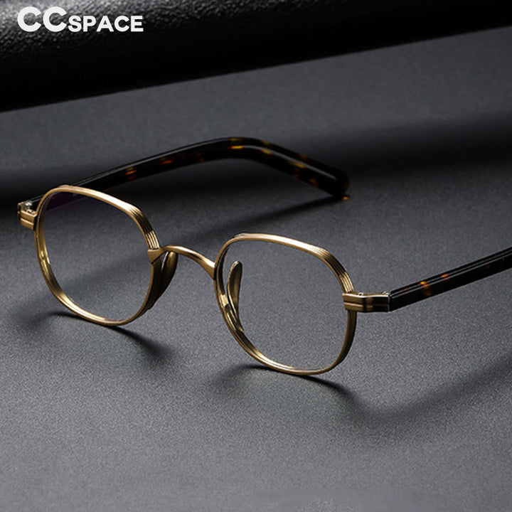 CCspace Unisex Full Rim Irregular Round Acetate Titanium Eyeglasses 53314 Full Rim CCspace