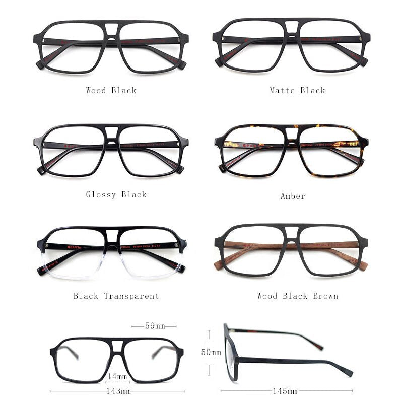 Hdcrafter Unisex Full Rim Square Double Bridge Acetate Tr 90 Eyeglasses Ft8896 Full Rim Hdcrafter Eyeglasses