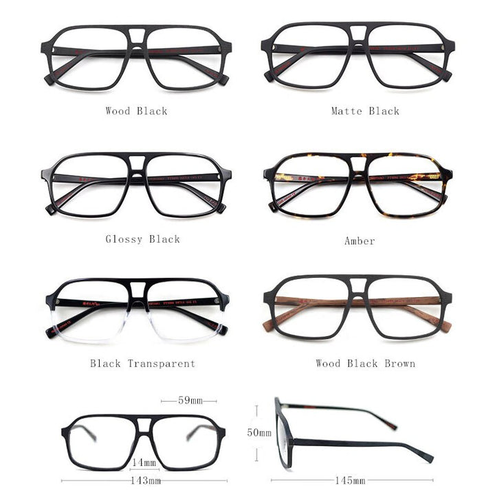 Hdcrafter Unisex Full Rim Square Double Bridge Acetate Tr 90 Eyeglasses Ft8896 Full Rim Hdcrafter Eyeglasses