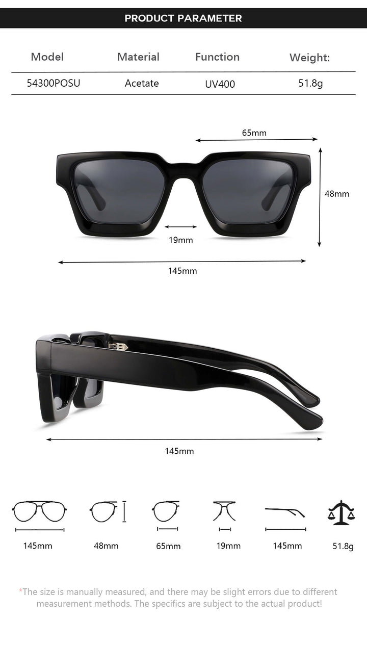 CCSpace Women's Full Rim Square Acetate Frame Polarized Sunglasses 54300 Sunglasses CCspace Sunglasses