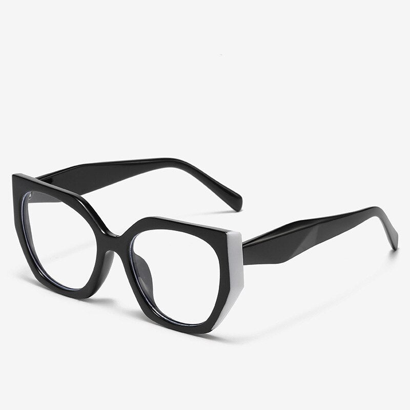 CCspace Unisex Full Rim Square Cat Eye Acetate Eyeglasses 55312 Full Rim CCspace China BlackWhite