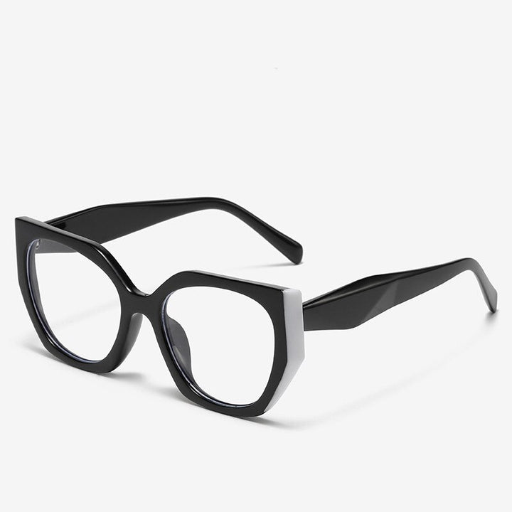 CCspace Unisex Full Rim Square Cat Eye Acetate Eyeglasses 55312 Full Rim CCspace China BlackWhite