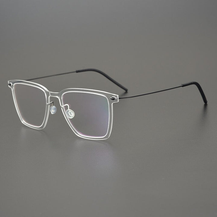 Gatenac Unisex Full Rim Square Acetate Titanium Eyeglasses Gxyj950 Full Rim Gatenac Transparent