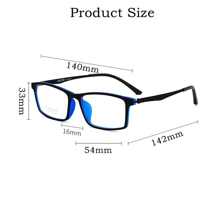 Yimaruili Unisex Full Rim Square Tr 90 Titanium Eyeglasses 023094 Full Rim Yimaruili Eyeglasses
