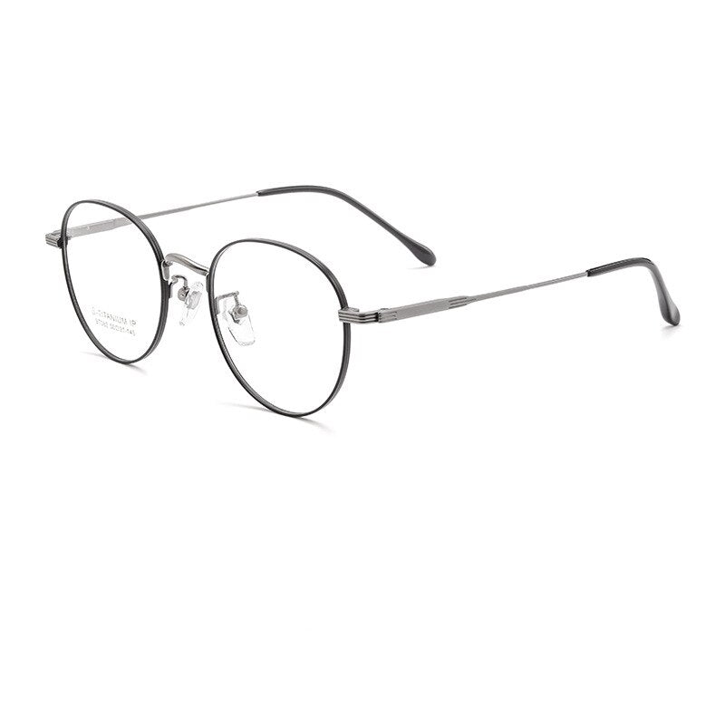 Yimaruili Unisex Full Rim Polygonal Titanium Eyeglasses Bt082t Full Rim Yimaruili Eyeglasses Black Gun