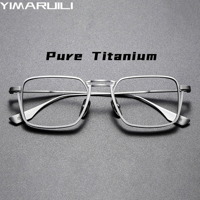 Yimaruili Unisex Full Rim Square Double Bridge Titanium Eyeglasses Dxt125 Full Rim Yimaruili Eyeglasses