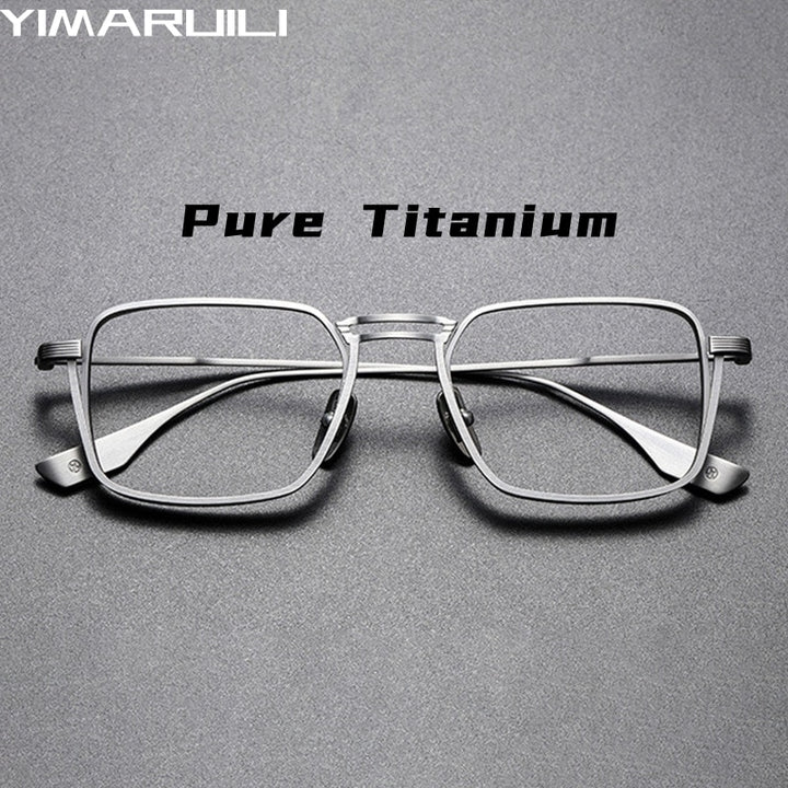 Yimaruili Unisex Full Rim Square Double Bridge Titanium Eyeglasses Dxt125 Full Rim Yimaruili Eyeglasses