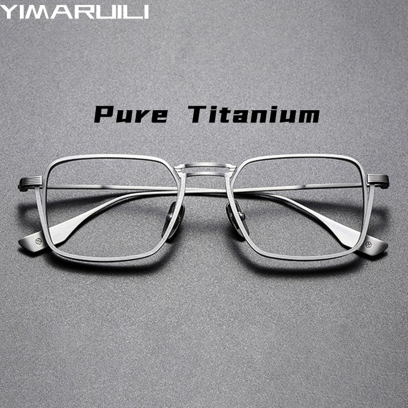 Yimaruili Unisex Full Rim Square Double Bridge Titanium Eyeglasses Dxt125 Full Rim Yimaruili Eyeglasses   