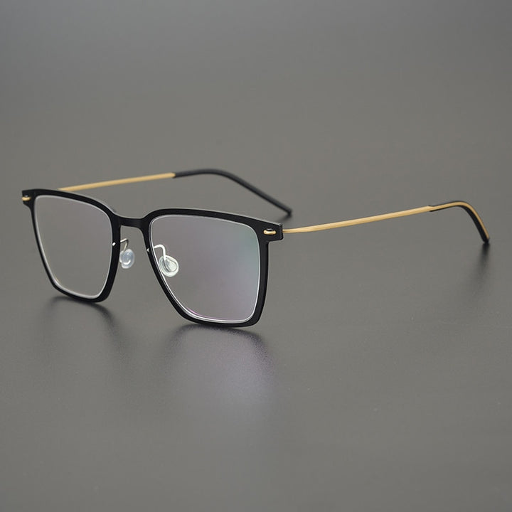 Gatenac Unisex Full Rim Square Acetate Titanium Eyeglasses Gxyj950 Full Rim Gatenac
