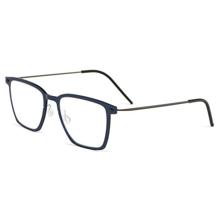 Yimaruili Unisex Full Rim Square Screwless Titanium Eyeglasses 6554nd Full Rim Yimaruili Eyeglasses Blue Gun