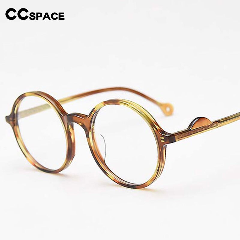 CCspace Unisex Full Rim Round Acetate Frame Eyeglasses 54613 Full Rim CCspace