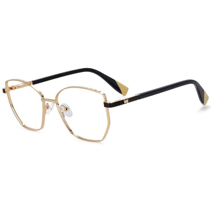 CCspace Women's Full Rim Square Cat Eye Alloy Frame Eyeglasses 54273 Full Rim CCspace China Gold