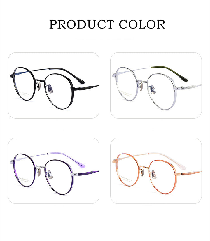 Yimaruili Unisex Full Rim Round Titanium Eyeglasses 2046TSF Full Rim Yimaruili Eyeglasses