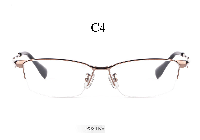 Hotochki Men's Semi Rim Rectangle Titanium Frame Eyeglasses E85759 Semi Rim Hotochki
