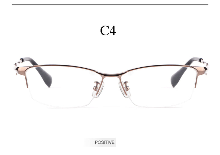 Hotochki Men's Semi Rim Rectangle Titanium Frame Eyeglasses E85759 Semi Rim Hotochki