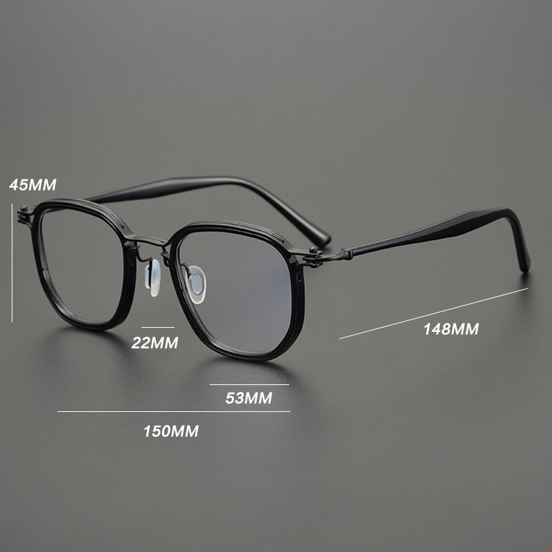 Gatenac Unisex Full Rim Square Titanium Acetate Frame Eyeglasses Gxyj815 Full Rim Gatenac