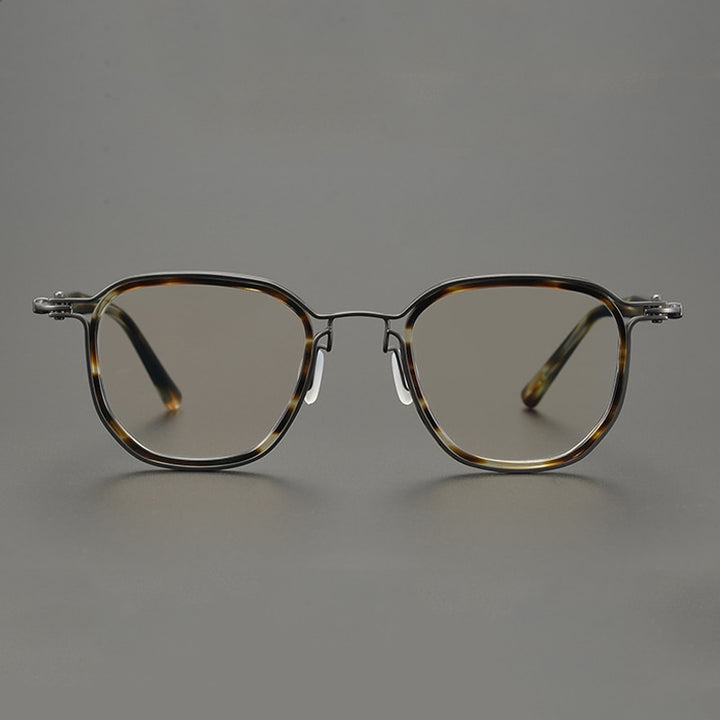 Gatenac Unisex Full Rim Square Titanium Acetate Frame Eyeglasses Gxyj815 Full Rim Gatenac