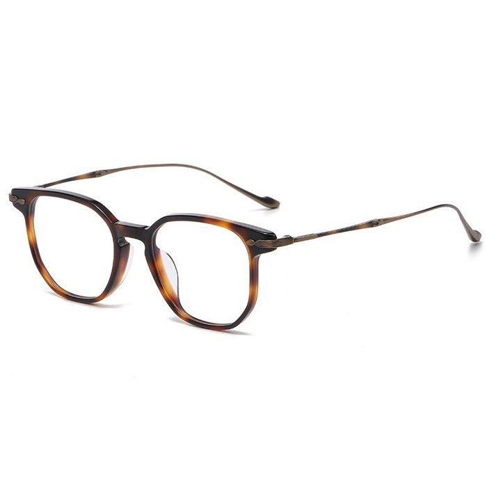 Gatenac Unisex Full Rim Irregular Square Acetate Titanium Eyeglasses Gxyj992 Full Rim Gatenac