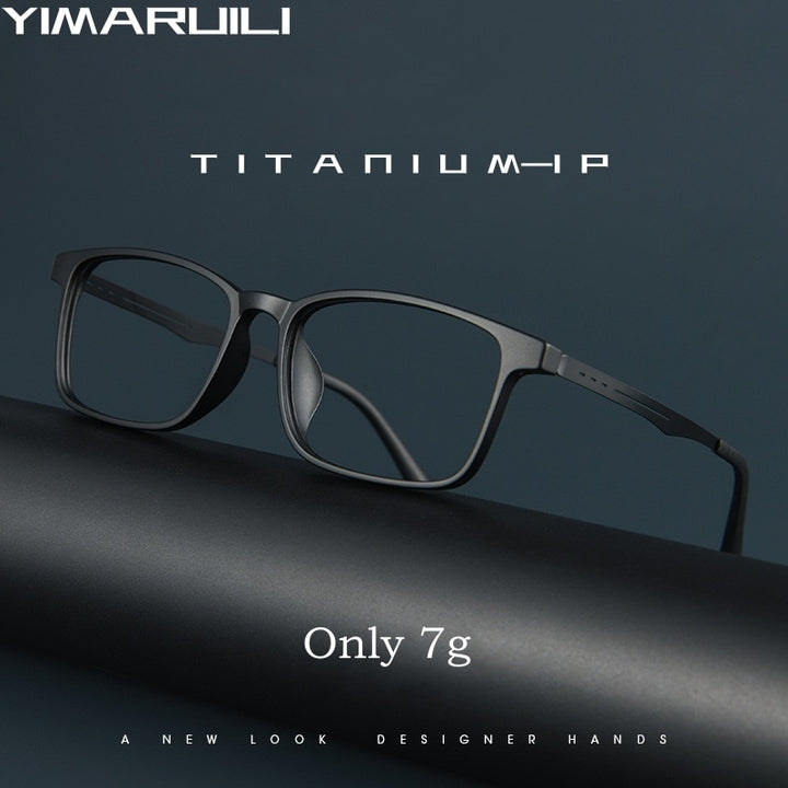 Yimaruili Unisex Full Rim Square Tr 90 Titanium Alloy Eyeglasses A1002 Full Rim Yimaruili Eyeglasses