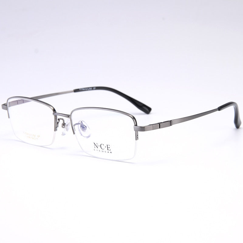 Bclear Men's Semi Rim Rectangle Titanium Frame Eyeglasses My008 Semi Rim Bclear Gray