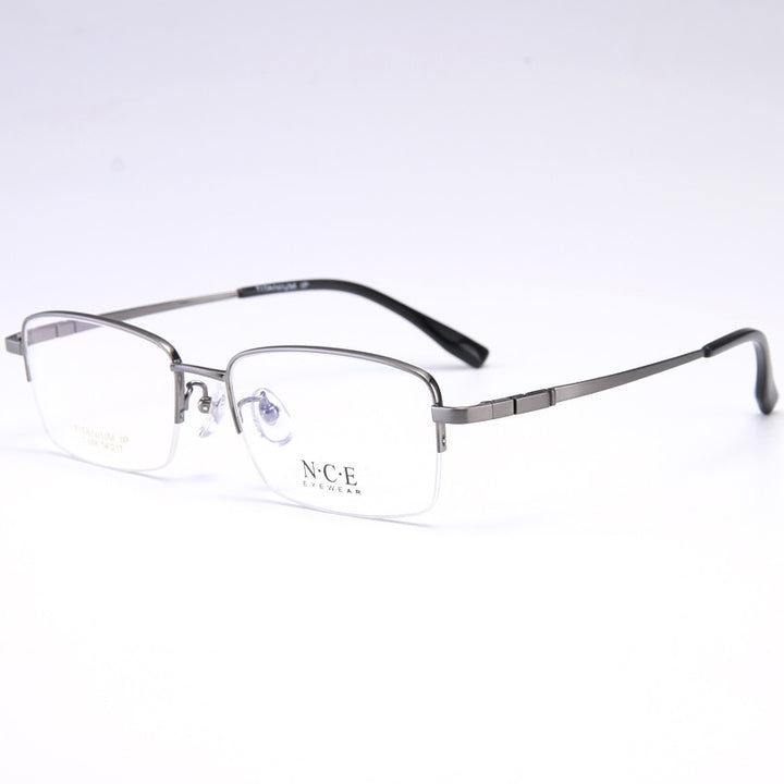 Bclear Men's Semi Rim Rectangle Titanium Frame Eyeglasses My008 Semi Rim Bclear Gray