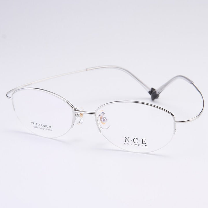 Bclear Women's Semi Rim Titanium Oval Eyeglasses Sc18029 Semi Rim Bclear Silver