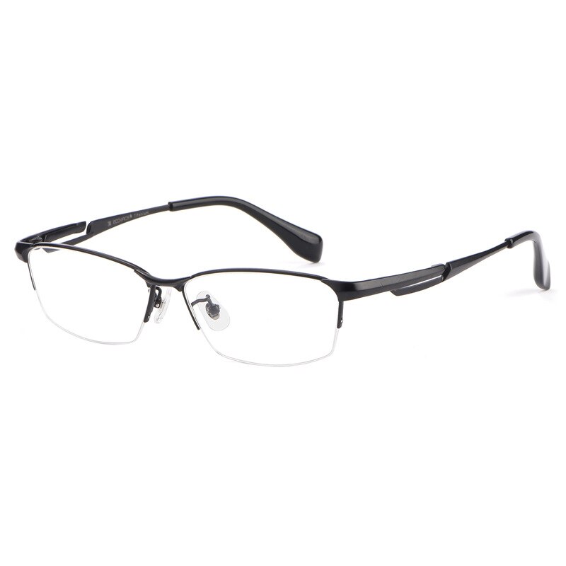 Hotochki Men's Semi Rim Rectangle Titanium Frame Eyeglasses E85759 Semi Rim Hotochki