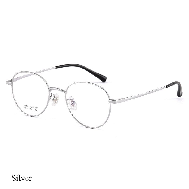 Bclear Unisex Full Rim Round Titanium Eyeglasses Lb5341 Full Rim Bclear Silver