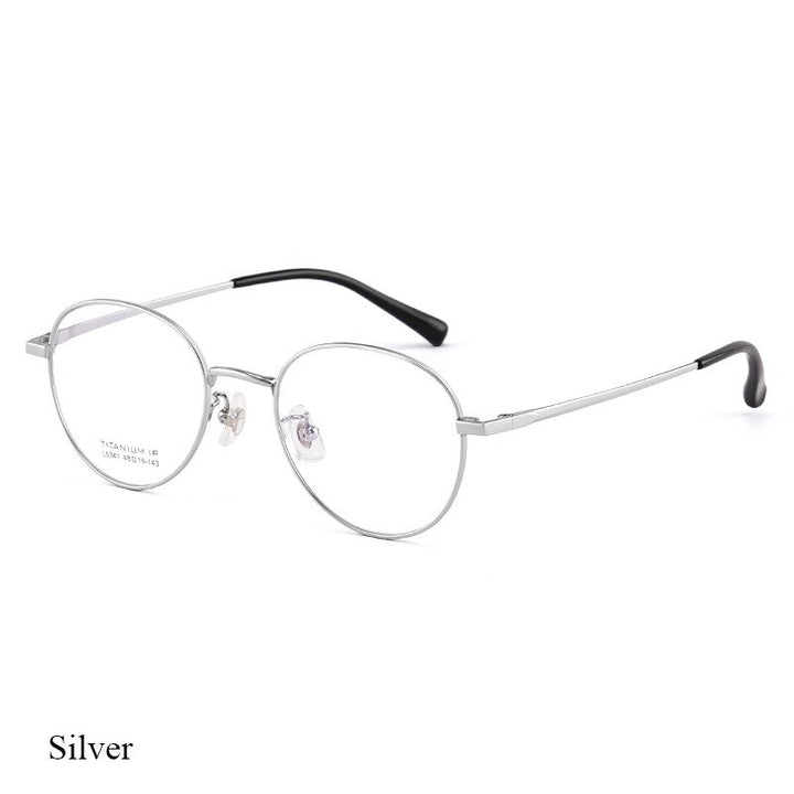 Bclear Unisex Full Rim Round Titanium Eyeglasses Lb5341 Full Rim Bclear Silver