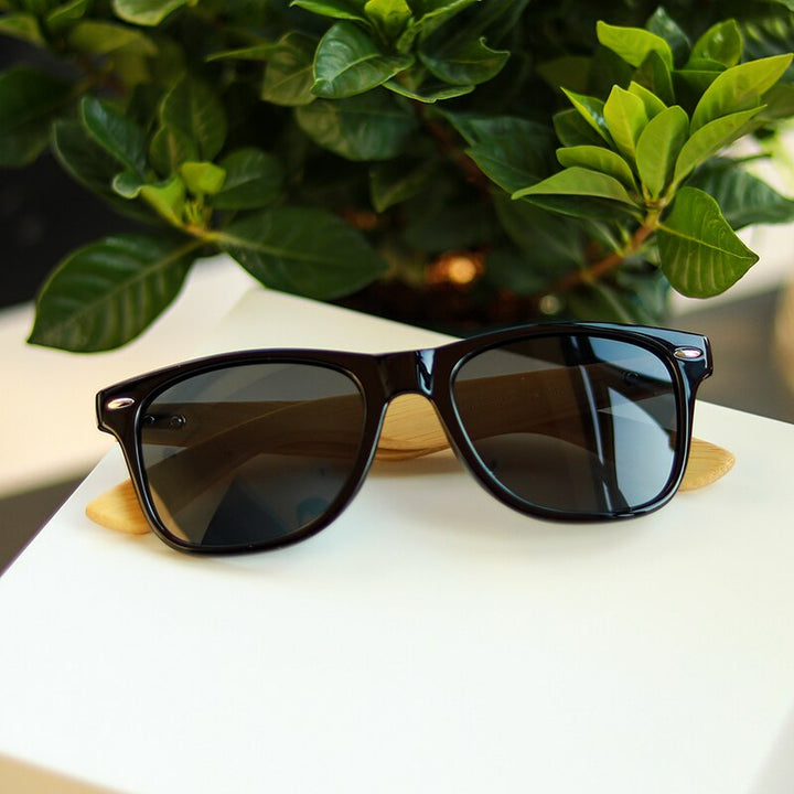 Oley Unisex Square Bamboo Wood Handcrafted Polarized Sunglasses Yz2140 Sunglasses Oley