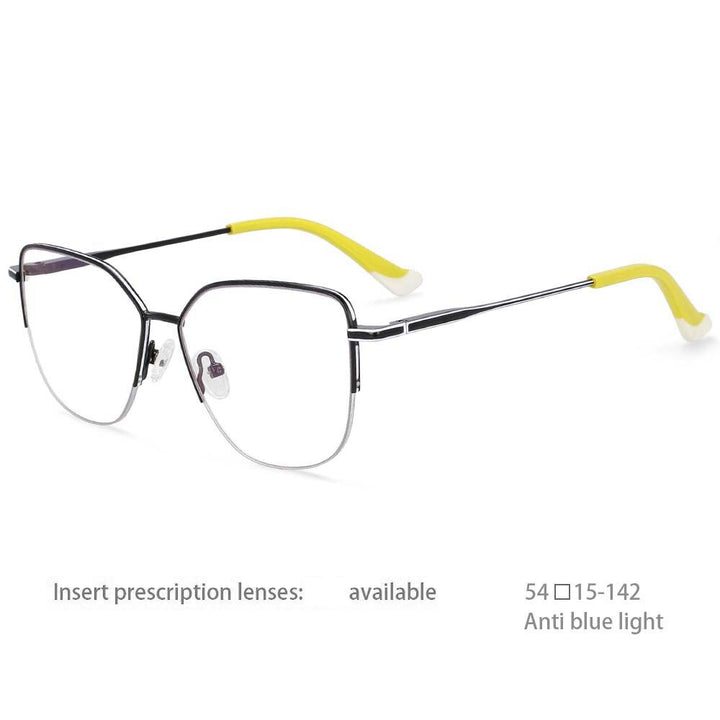 CCspace Unisex Semi Rim Square Alloy Frame Eyeglasses 54468 Semi Rim CCspace China black-white
