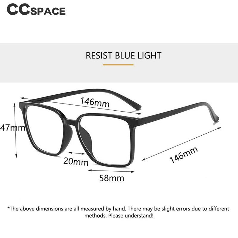 CCspace Unisex Full Rim Square Tr 90 Eyeglasses 53343 Full Rim CCspace