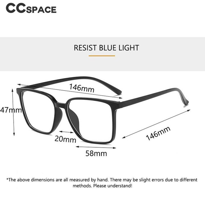 CCspace Unisex Full Rim Square Tr 90 Eyeglasses 53343 Full Rim CCspace