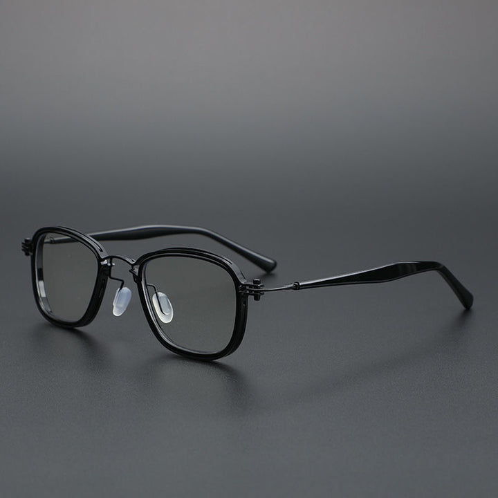 Cubojue Unisex Full Rim Small Irregular Square Acetate Alloy Myopic Reading Glasses Reading Glasses Cubojue no function lens 0 black black