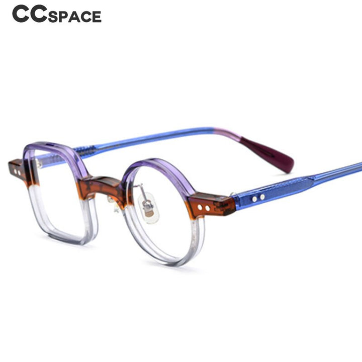 CCspace Unisex Full Rim Irregular Square Round Acetate Eyeglasses 53329 Full Rim CCspace