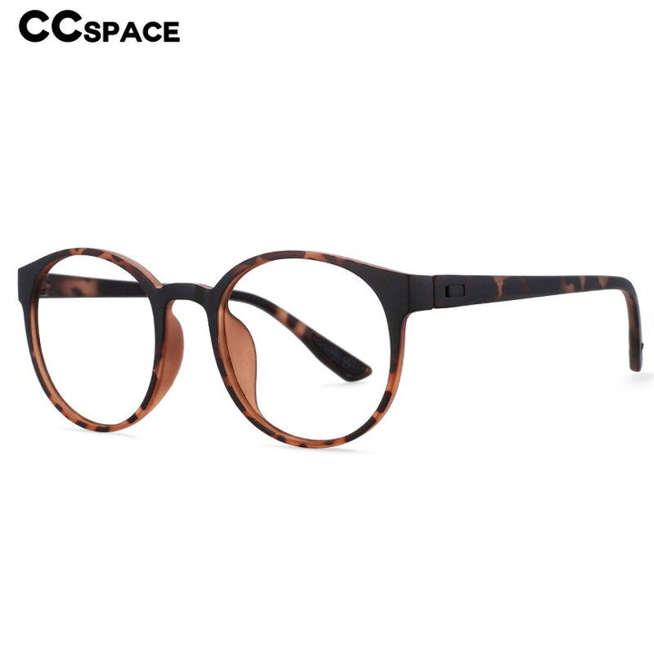 CCspace Unisex Full Rim Round Tr 90 Titanium Frame Eyeglasses 54168 Full Rim CCspace
